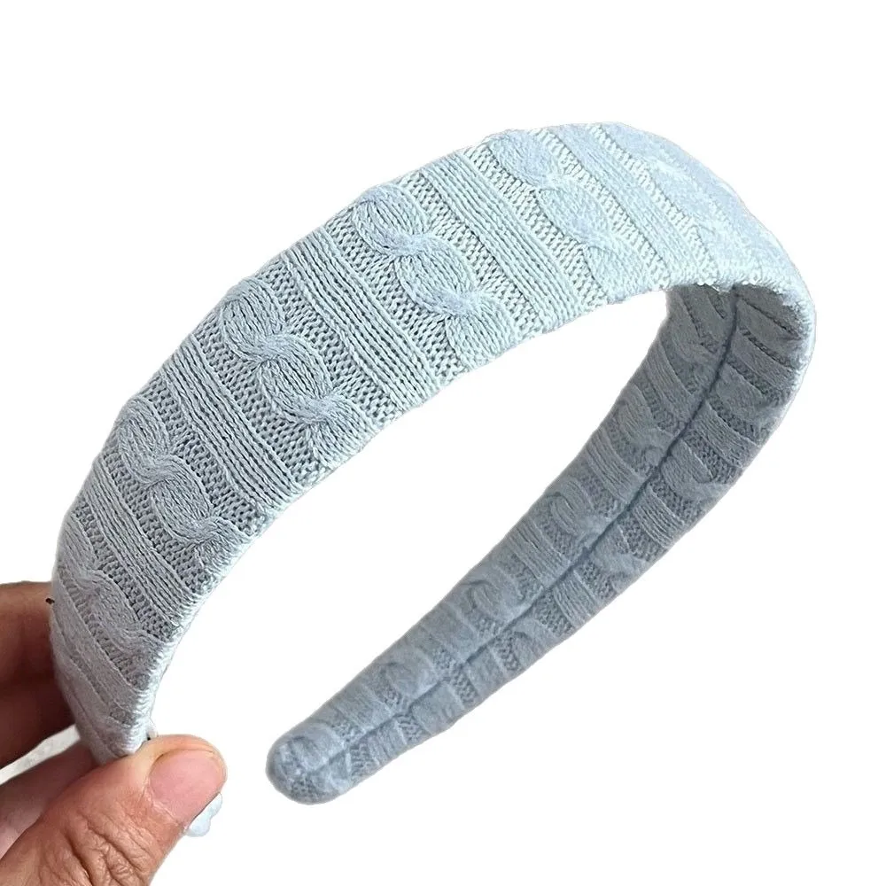Knitting Construction Cable Knit Headband Soft High Crown Hair Hoop Accessories 3CM Width Korean Style Knitting Fabric Headbands