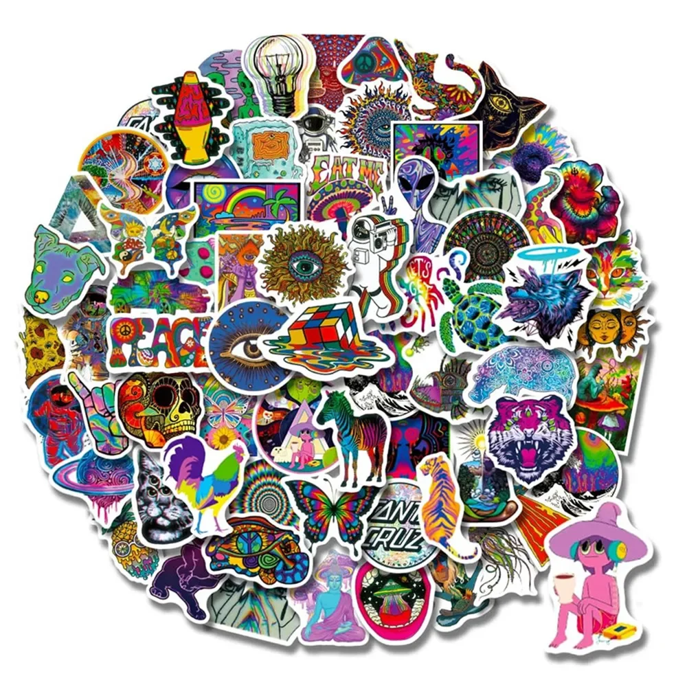 

100PCS Trippy Stickers Psychedelic Stickers for Adults Hippie Sticker Vinyl Waterproof Stickers for Macbook Air Pro Computer PC