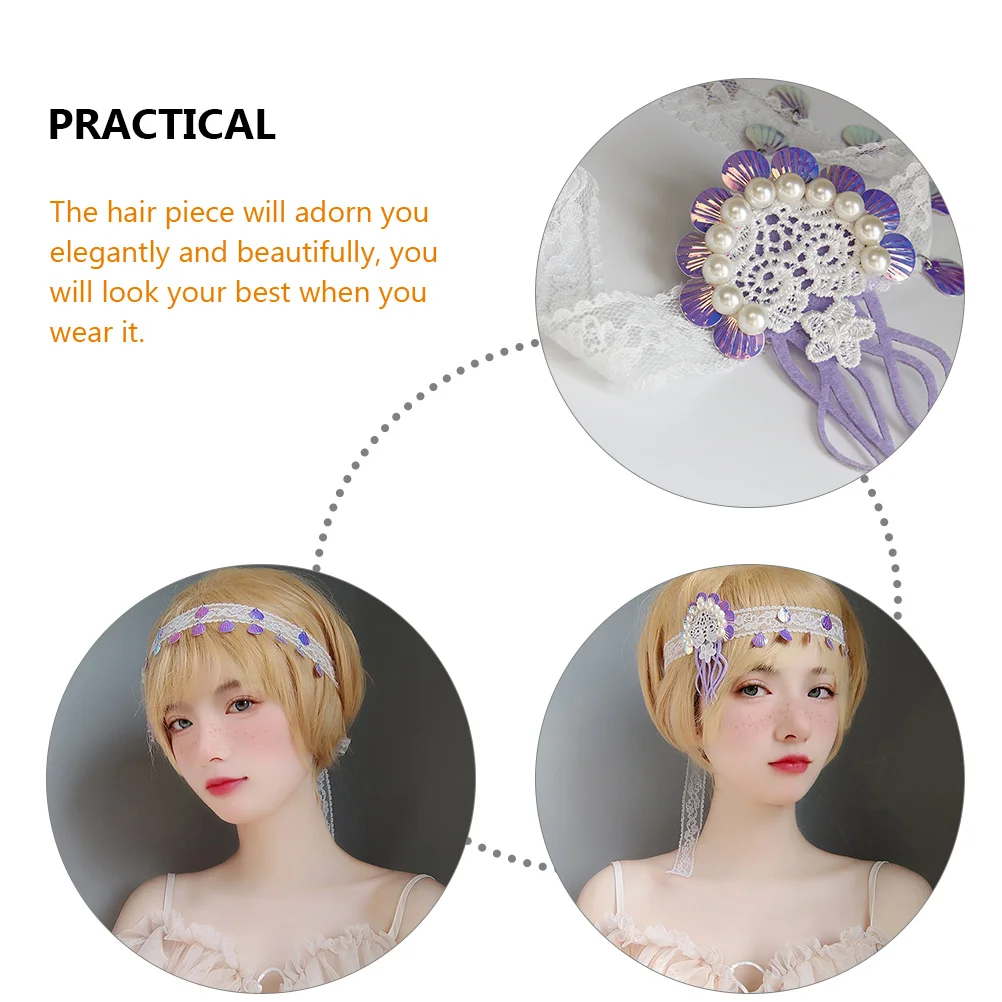 Medusa Headpiece Jellyfish Headband Garland Headbands Pearl Design Headgear Fabric Bride Wedding Decor