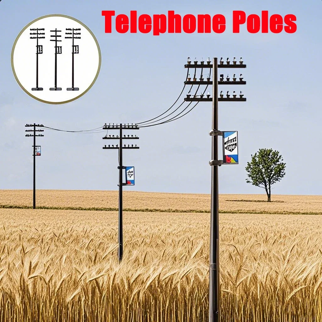 Schaal Diy Modellering Simulatie Telefoonpalen Elektrische Lijn Pole Model Kit Voor Spoorweg Trein Layout Scène Materiaal Diorama