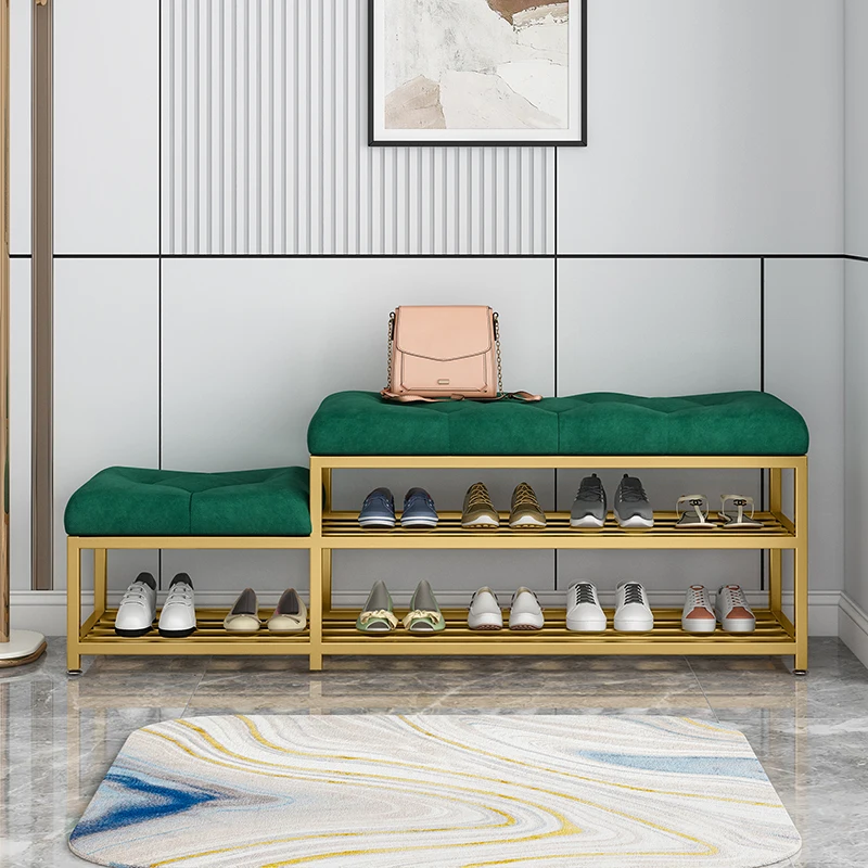 Light luxury shoe changing stool household  door can be seated integrated seat cushion cabinet strip