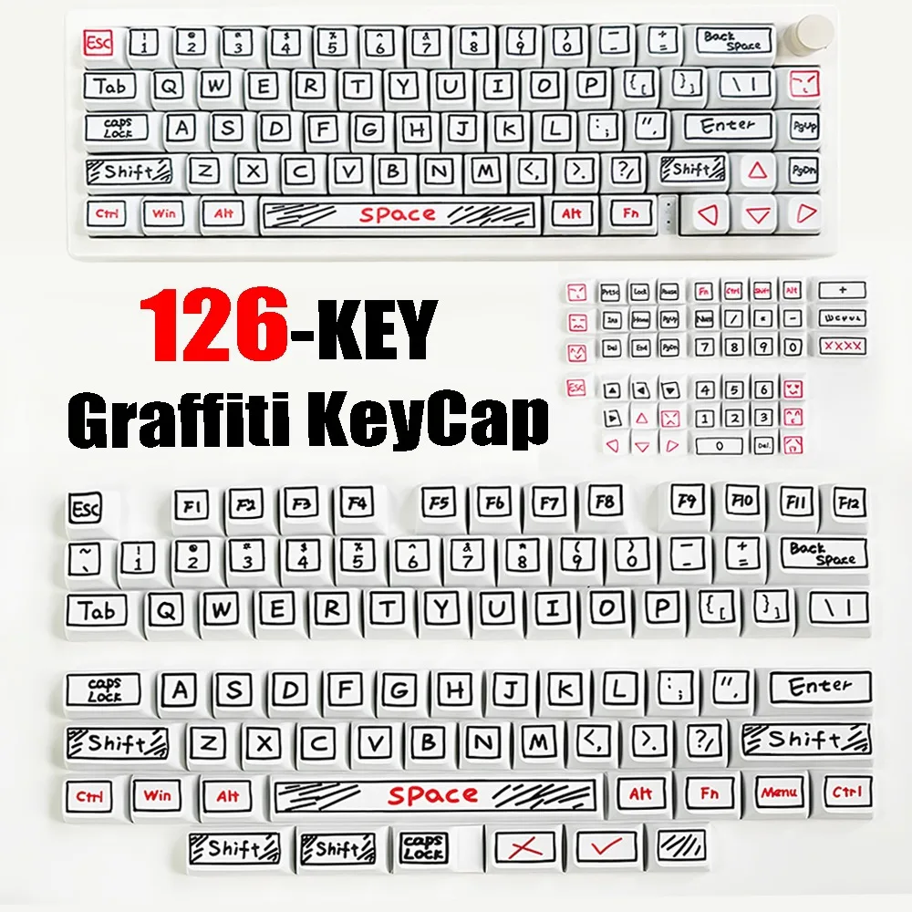 

126 Keys Graffiti Theme Keycap DIY Keycaps PBT Dye Sublimation Customized XDA Profilefor Gaming Mechanical Keyboard MX Switches