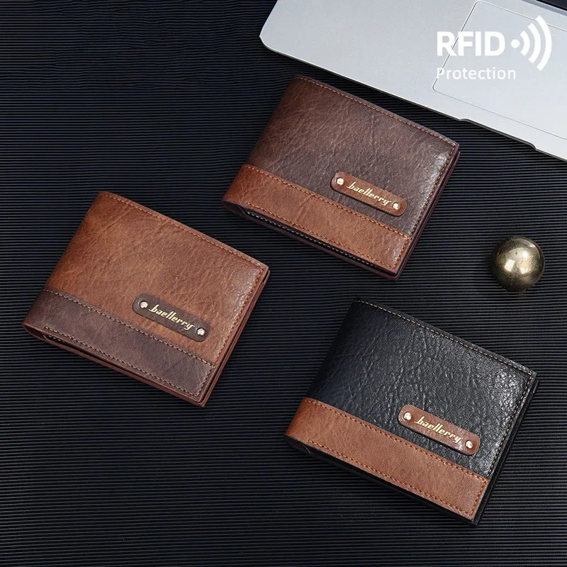 กระเป๋าสตางค์ dompet koin 2024สำหรับผู้ชาย, กระเป๋าสตางค์แฟชั่นกัน RFID ปิดกั้นกระเป๋าสตางค์หนังชายมีซิปกระเป๋าใส่เงินกระเป๋าเก็บบัตรธุรกิจ