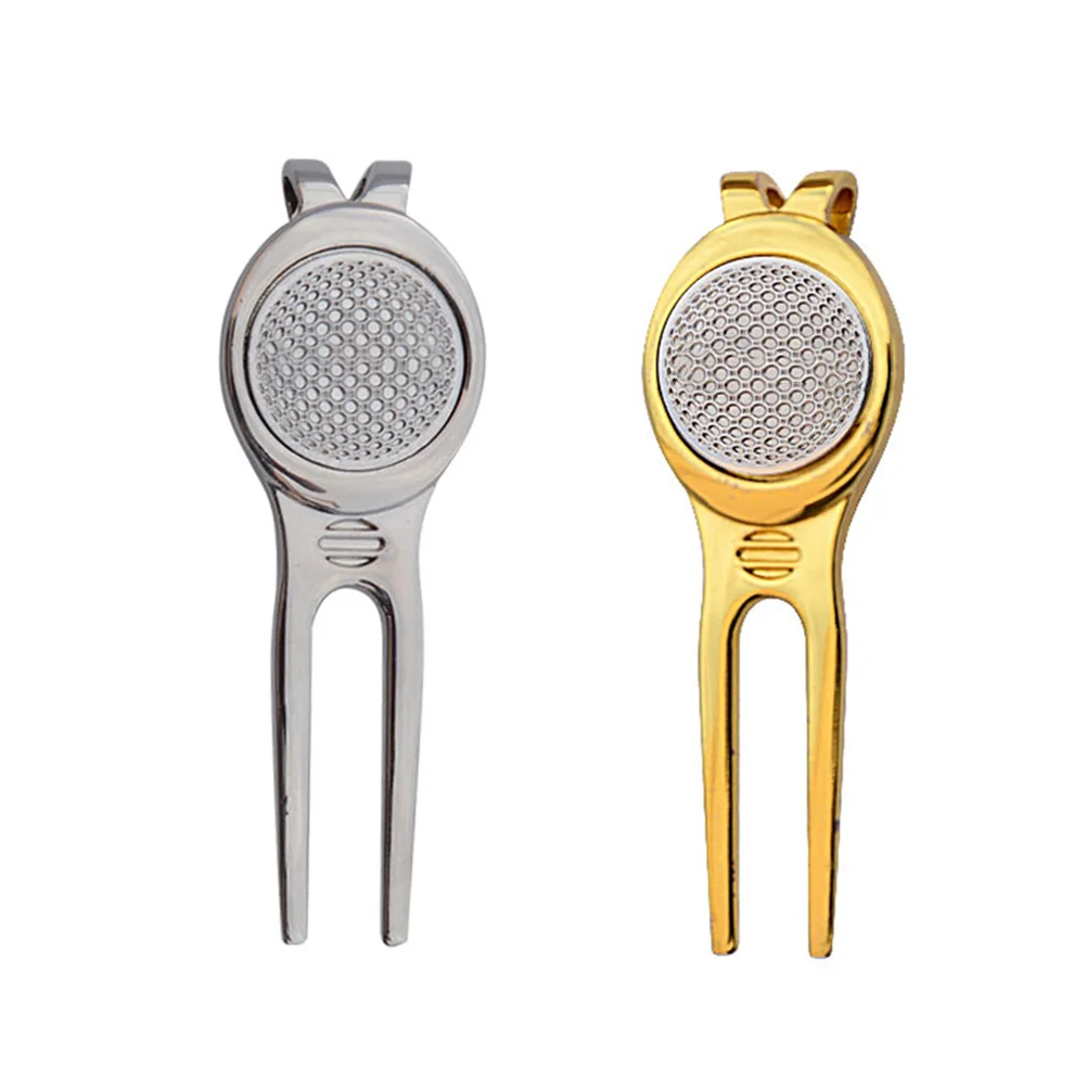 2 قطعة أداة إصلاح ديفت المحمولة قبضة مريحة جولف شوكة خضراء مع علامة الكرة لعشاق أداة ديفوت