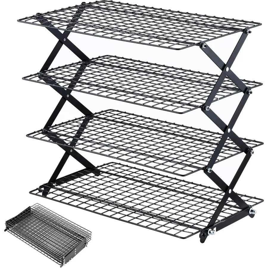 

4 Tier Collapsible Cooling Rack with 3 Setting Design for Adjustable and Stackable Use 5 Modes Cooling Racks Ideal for Cooking