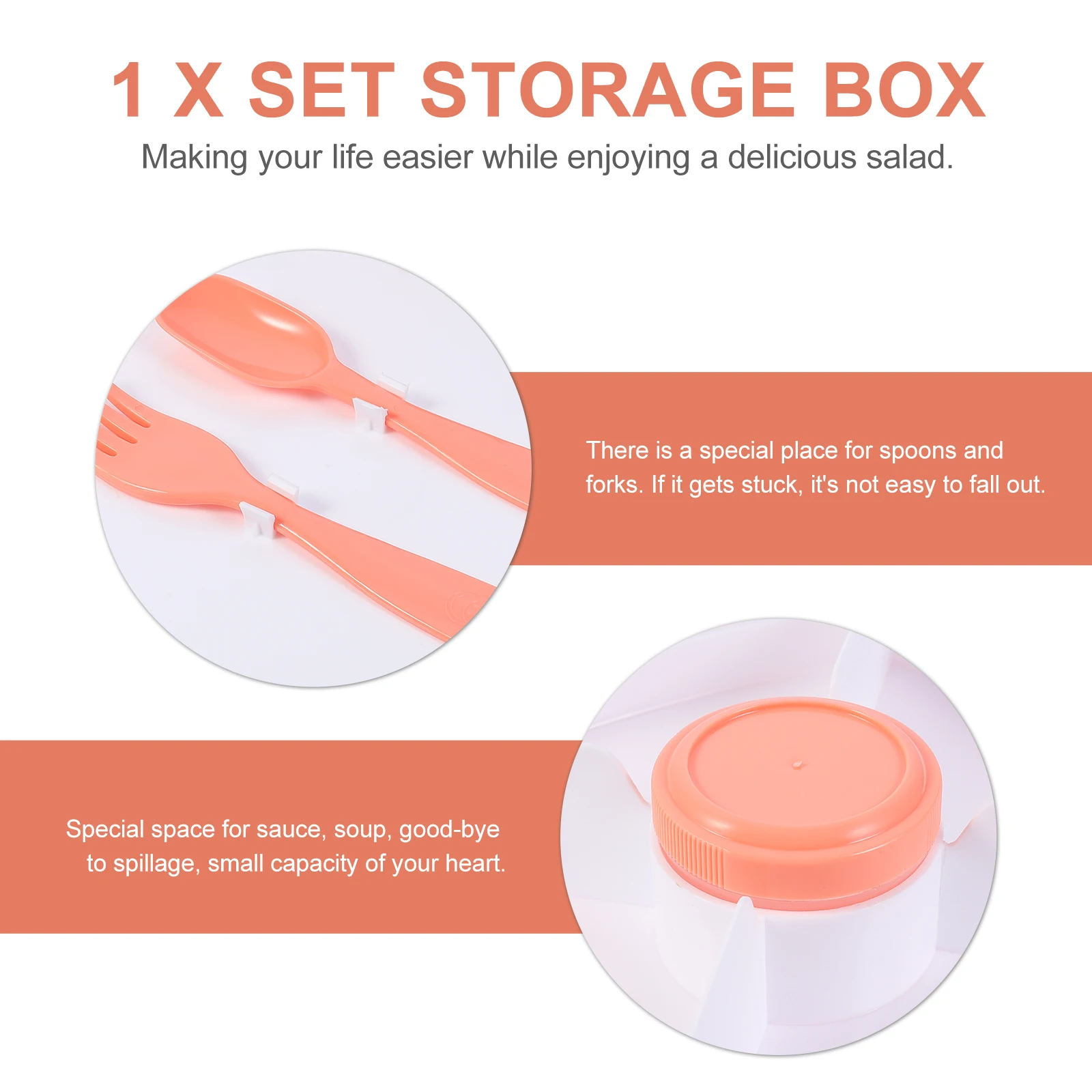 

1200Ml Double Layer Sealing Lunch Box Salad Container Kitchen Storage Box For Beans Meat Fruit Premium Plastic Portable Food