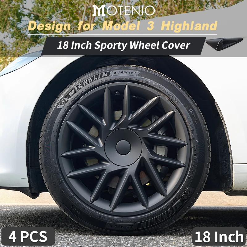 4PCS Sporty HubCap Performance Automobile Replacemen Hub Full Rim Cover Accessories Design for Tesla Model 3 Highland (2023-2025