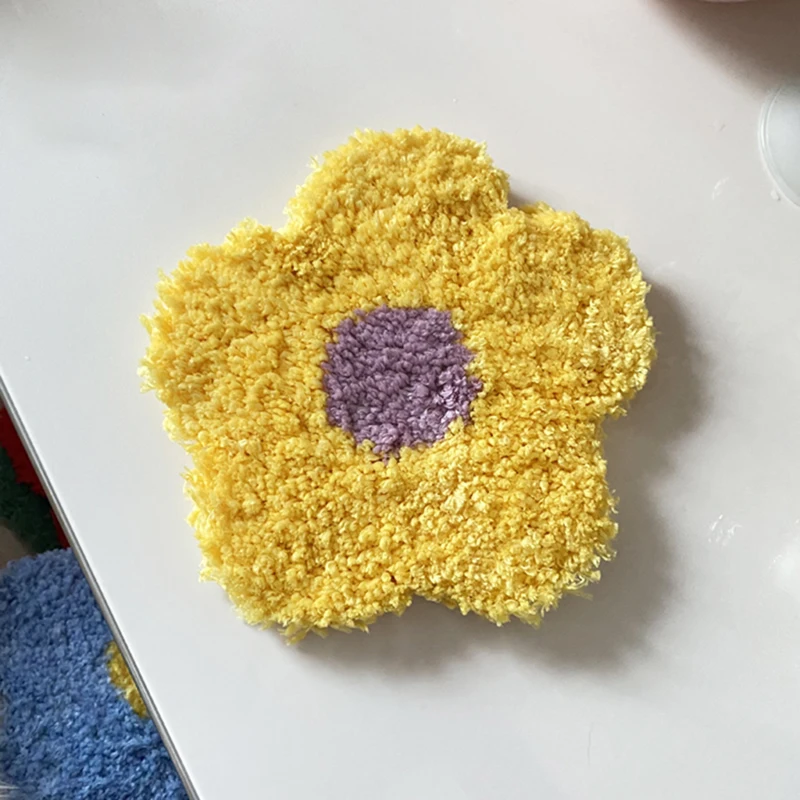 Handmade Tufted Coaster Floral Cup Holder Mat Drink Pad Mug Support Dining Room Decor Home Table Decoration Accessories 20cm