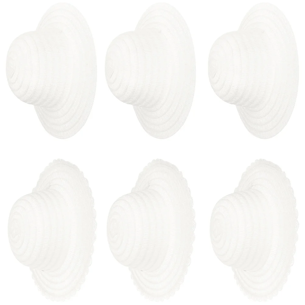 

6pcs White Straw Hats Craft for Children Creative Grass Hat Blank Bucket Hats Dancing Party Accessories Graffiti Painting