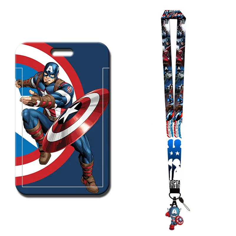 

Creativity Marvels Series Cartoon Captain America Push and Close The Card Sleeve Polyester Lanyard Boys and Girls Birthday Gifts