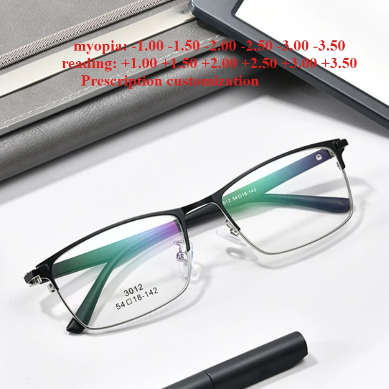 

54-18 новые мужские деловые ретро полнокадровые очки для чтения с защитой от синего света, индивидуальные линзы для близорукости, астигматизма по рецепту