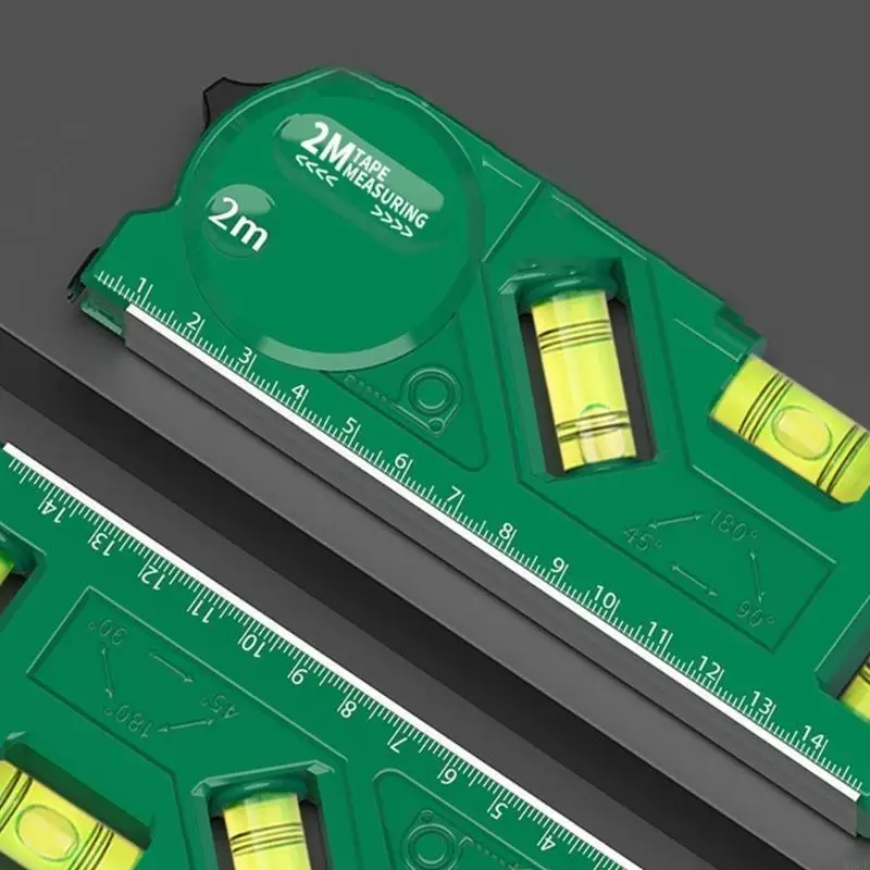 

M6CF Woodworking Level Gauge Protractor with Tape Measure Measuring Tool Portable Pocket Level Ruler High Precisions