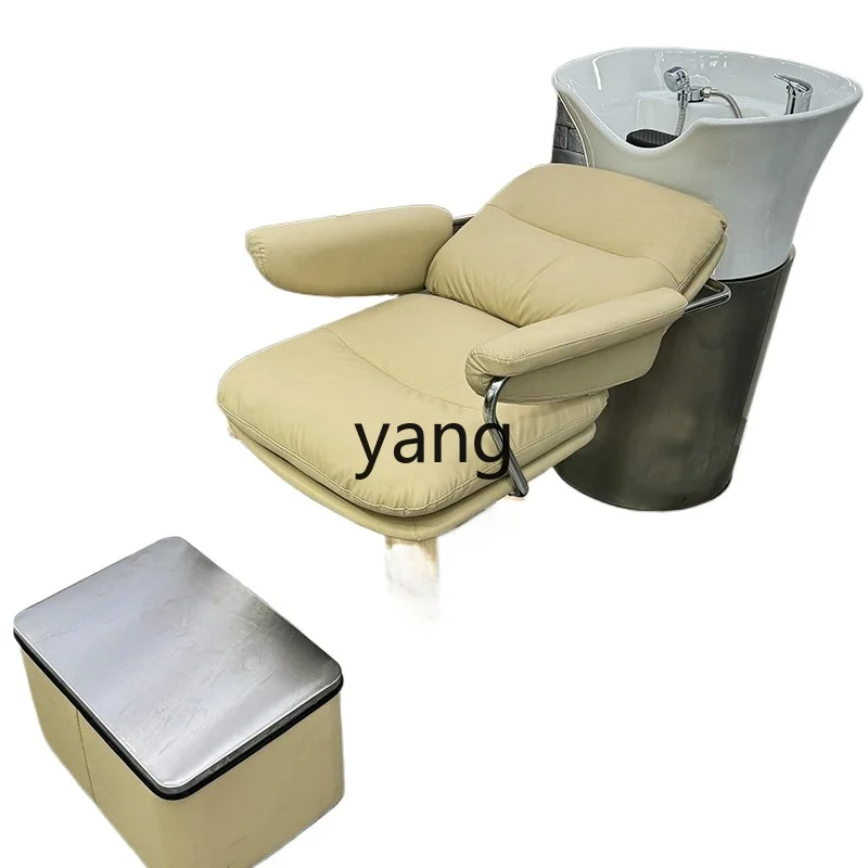 

Yjq Barber Shop for Hair Salon Shampoo Chair Hair Salon Lying Half Flushing Bed Ceramic Basin