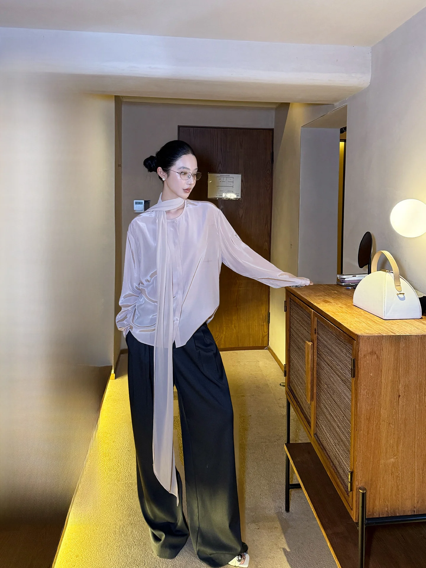 

Alin Early Autumn High Waist Wide Leg Pants Women's Loose Fit Suit Sle Trousers Belted Straight Cut Faionable