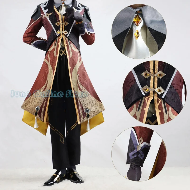 Genshin Zhongli Cosplay Clothes Wig Hair Genshin Impact Liyue Morax Zhong Li Cosplay Outfits ClothessSuit