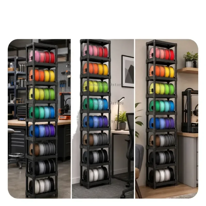 3D Printer Filament Storage Rack Multi-Level 9-Tier Spool Rack Freestanding Filament Organizer Vertical