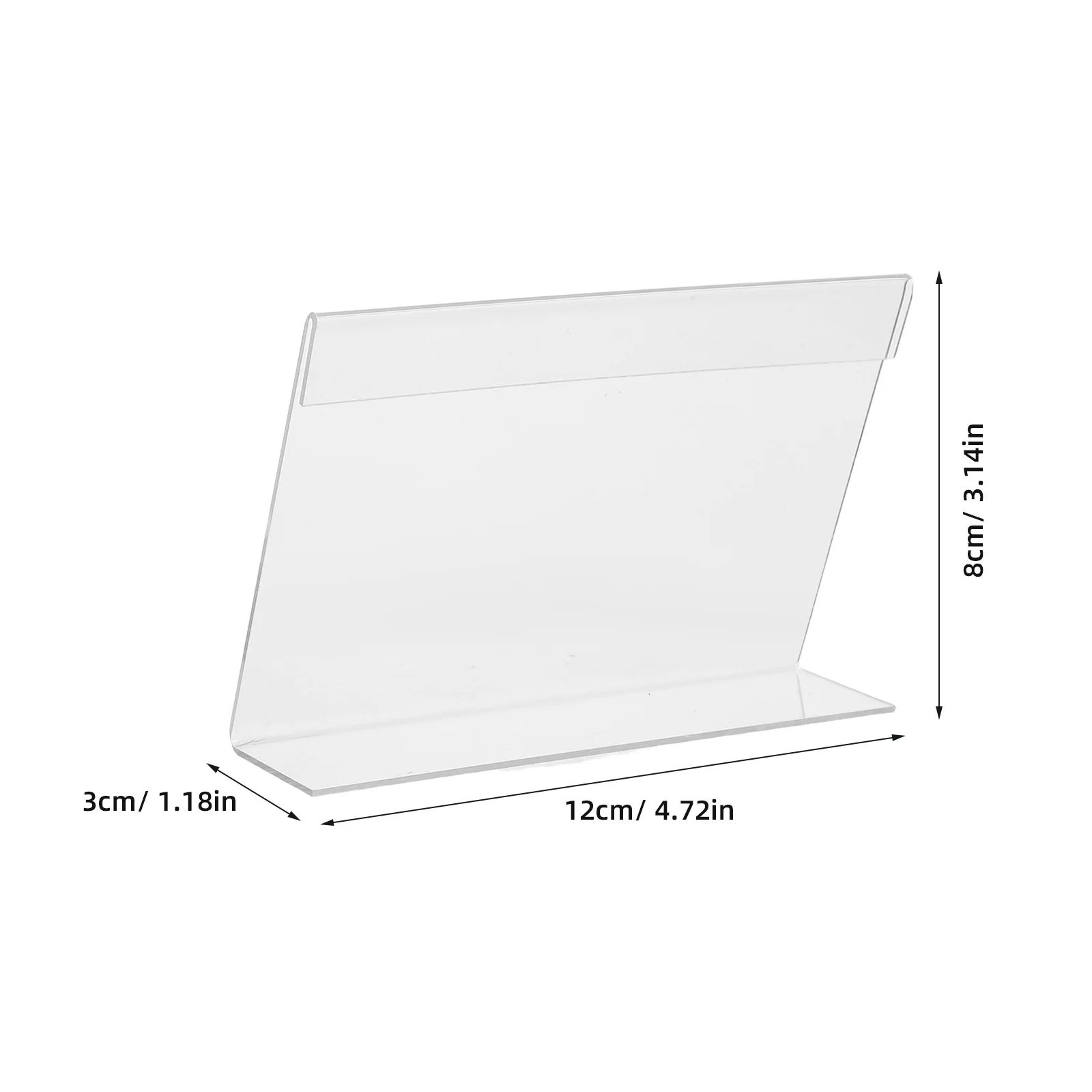 20 Stück Display-Schilder, transparentes Acryl, L-förmiger Preisschild-Halter, transparenter Arbeitsplatten-Etikettenständer, Einzelhandel, Büro, Restaurant, Buffet