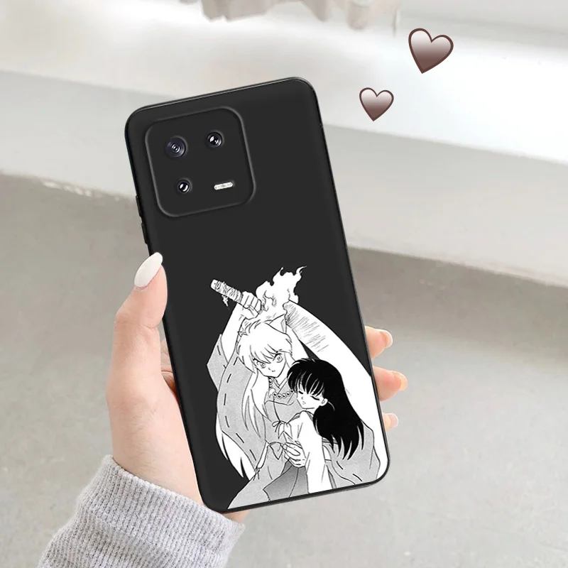 Matte Phone Case for Redmi Note13 Pro 5G 4G Note 12 12c 13c Xiaomi 12X 12T 13 Lite Higurashi-Kagome Inuyasha Black Soft Cover