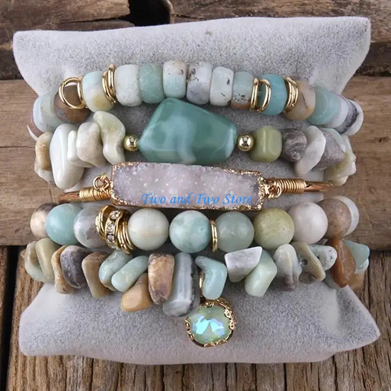 

HX6F Handmade Natural Stone Bracelet Beads Bracelet Adjustable Bracelet for Daily