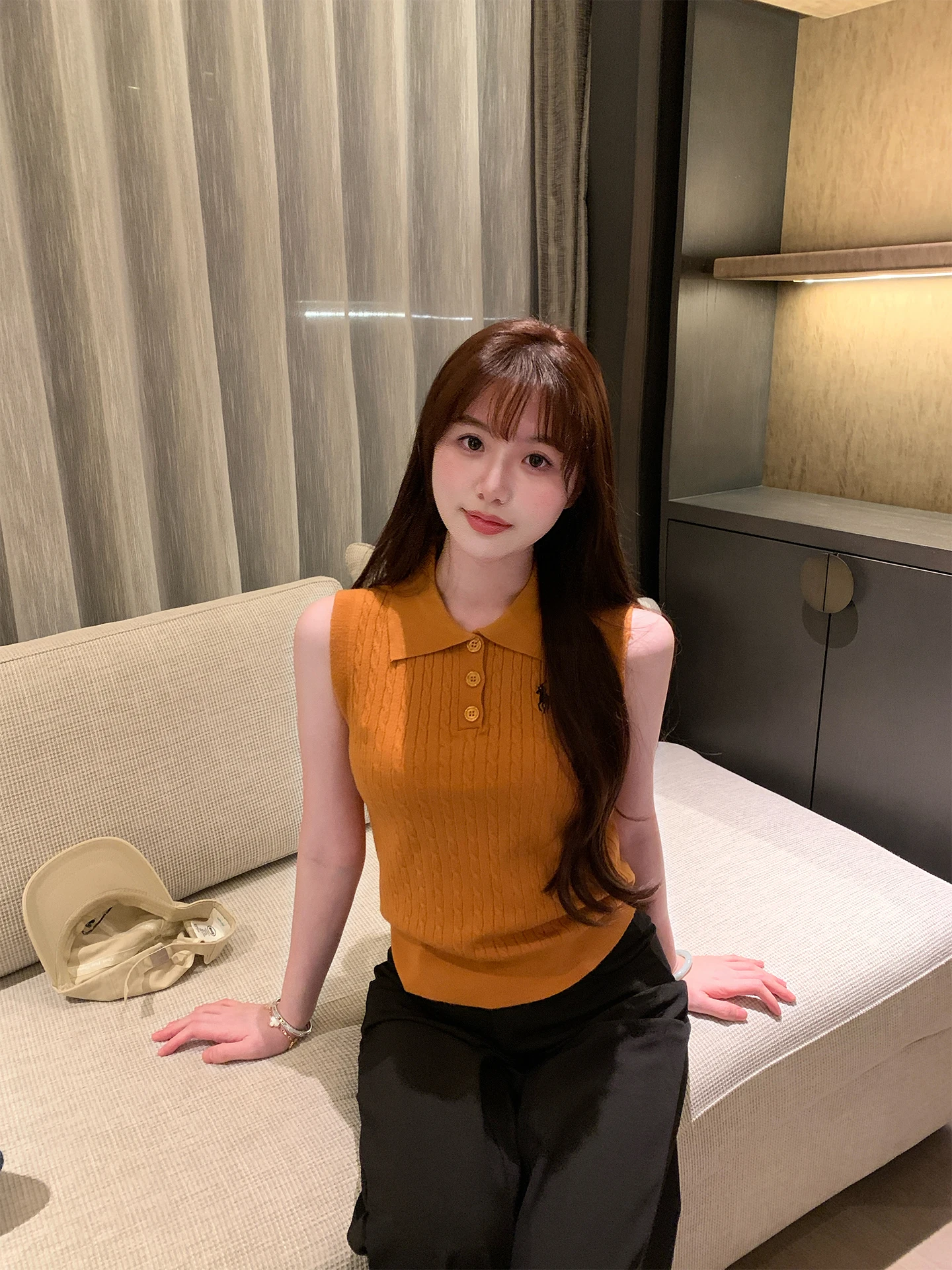 

Вязаный свитер Kkwne для женщин: повседневный, высококачественный трикотаж, жилет с отложным воротником, легкий, роскошный стиль