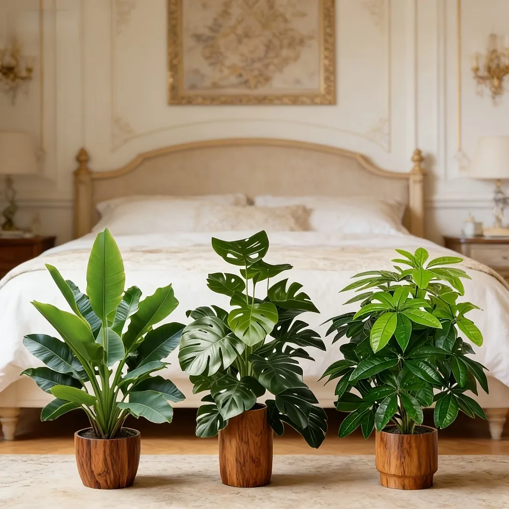 3-teiliges Set Künstliche Areca-Palme, Künstliche Bananenpflanzen und Monstera-Baum-Sets, Gartendekoration, 36 Blätter, Simulierter Bonsai im Topf – Detail 3