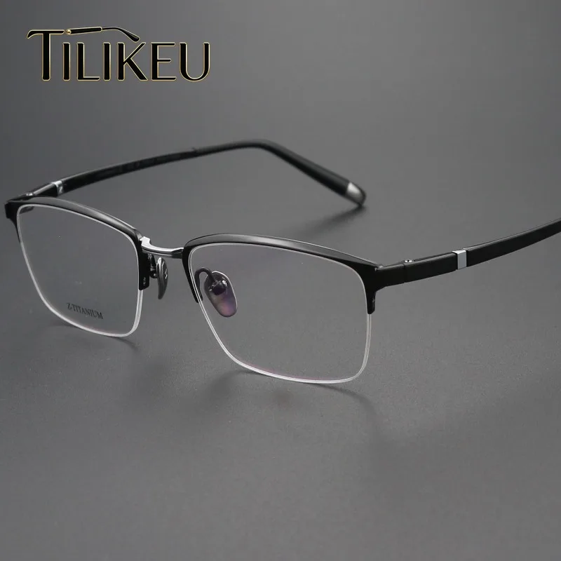 

2026 Luxury Pure Titanium Semi-Rimless Large Face Men's Glasses Frame Computer Prescription Eyeglasses Frame Japanese Eyewear