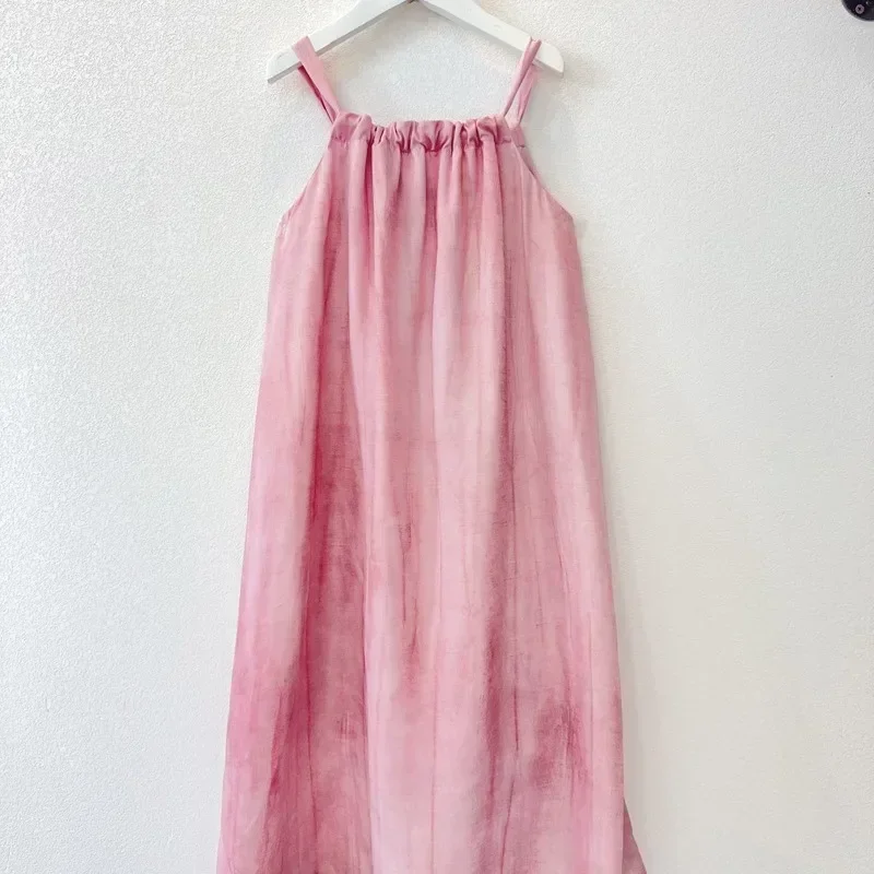 Vacation Look Mom and Daughter Matching Dress Sleeveless Pink Dress Mother and Baby Girls Elegant Dresses Holiday Women Clothing