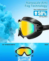 Adult Wide View Swim Goggles Anti-Fog Anti-UV No Leak Swimming Glasses with Earplugs for Men And Women Youth 4