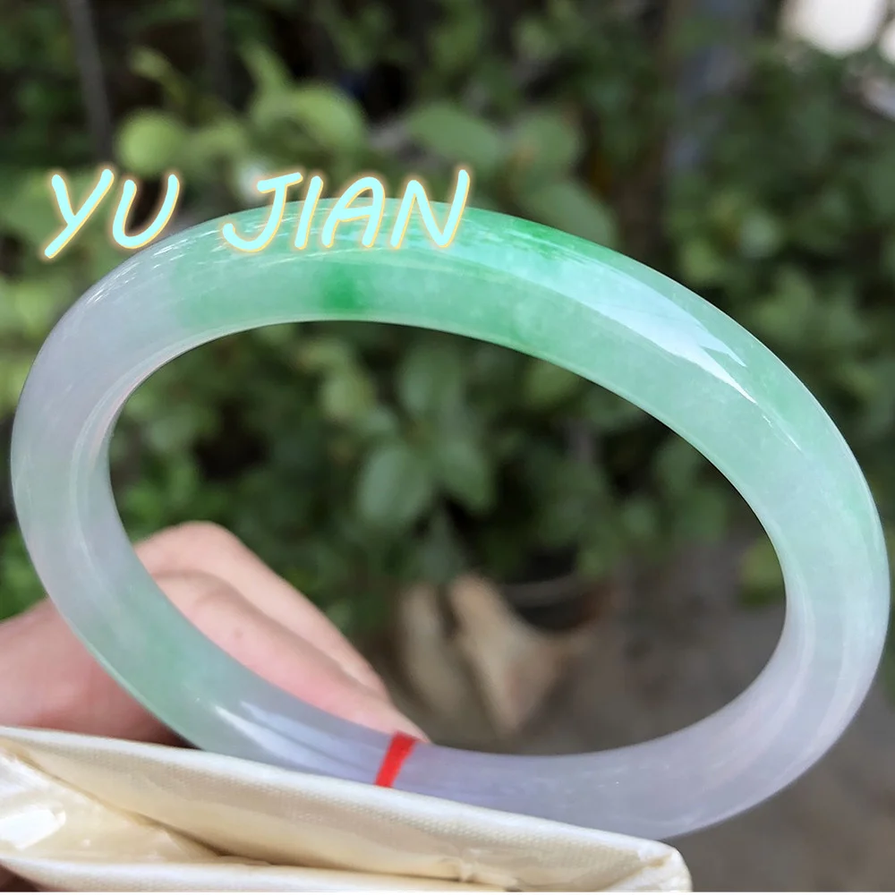 Rare Light-Green With Light Purple Jadeite Bangles High Quality Handring Exquisite Noble Elegant Jade Bracelet Fine Jewelry