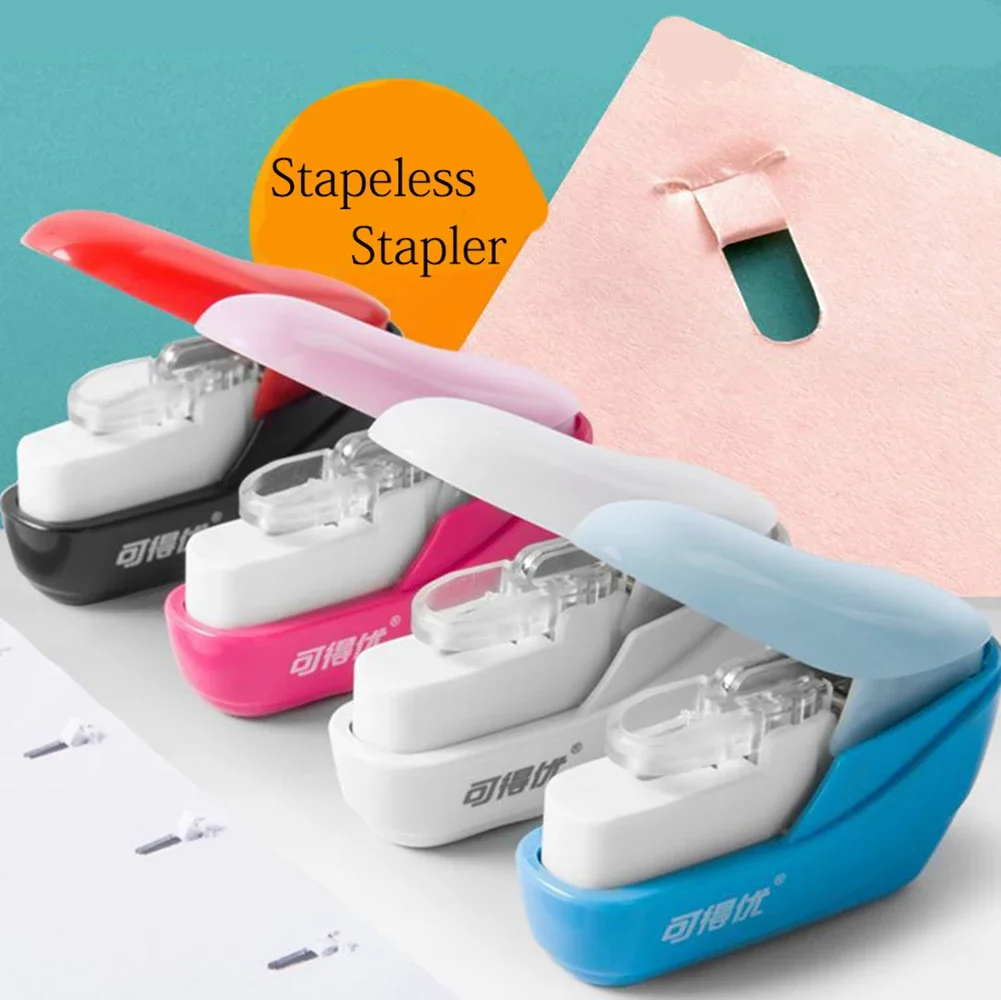 Creative Needleless Stapler Mini Portable Handheld Stapler Stationery Office School Supplies