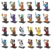 Hot Minecrafte Game Cartoon Toys 8pcs Building Blocks Steve Pixel My World Figures Assemble Building Green Creeper Bricks Toy