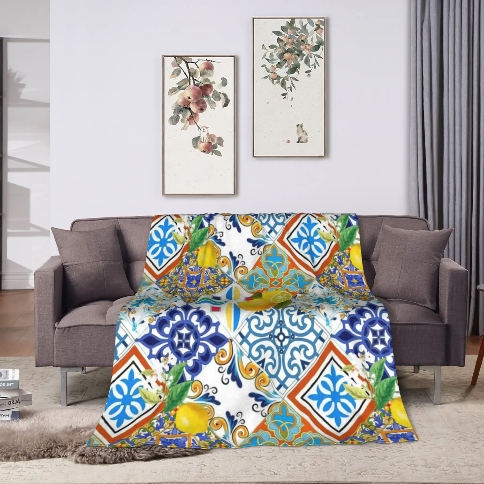 Italy Cute Print Sicilia Sicily Love Trinacria Blankets Winter  Warm Soft Throw Blanket For Girl Flannel Bedspread Bed Cover