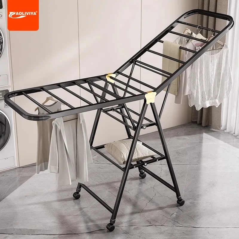 AOLIVIYA Folding Clothes Drying Rack Balcony Floor-to-ceiling Household Bedroom Drying Rack Multi-functional Cool Drying Clothes
