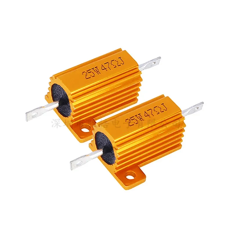 1PCS 10W 25W Aluminum Power Metal Shell Case Wirewound Resistor 0.01 ~ 30K 1 2 3 5 6 8 10 20 100 150 1K 10K ohm RX24