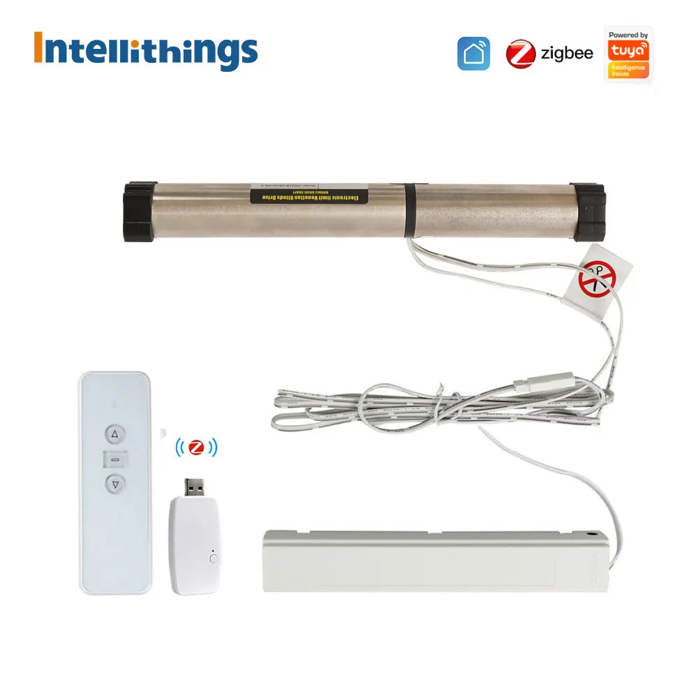 

Intellithings Tuya Zigbee Blind Shade Motor with Battery USB Dongle Motorized Shutter Engine Alexa Google Home Timer RF Control