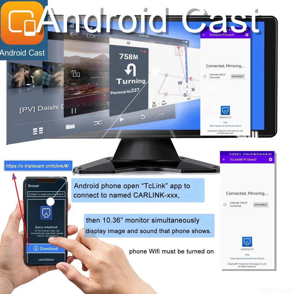 new IPoster 10.36in 4ch Truck Monitor DVR AI Blind Spot Detection Smart Carplay Android Auto 360 Degree 1080P Rearview Cameras K view 5