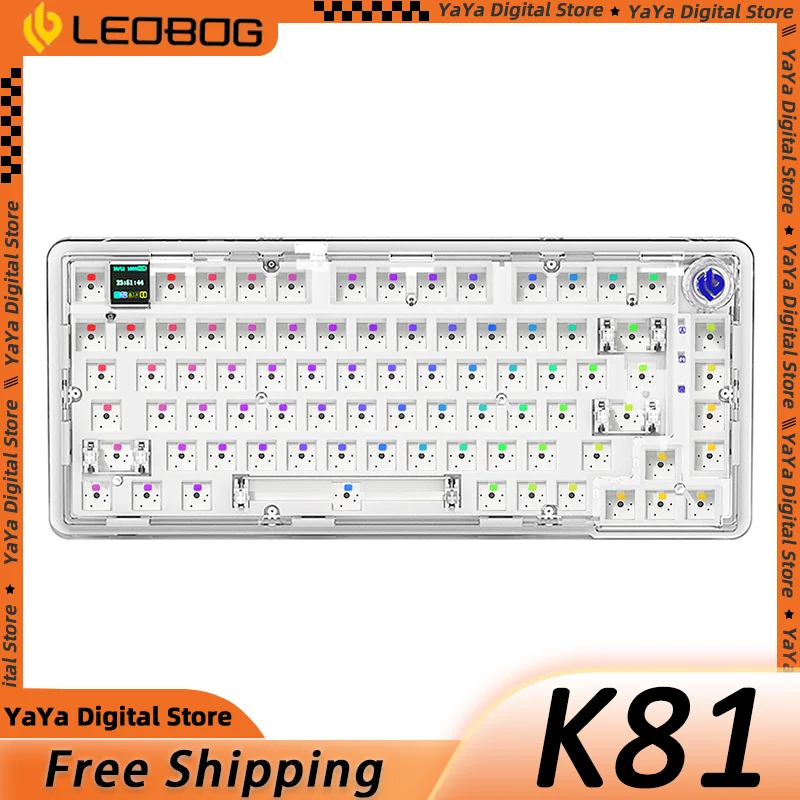 

LEOBOG K81 Bluetooth Wireless Mechanical Keyboard 81 Keys Hot-swappable RGB Three Modes Keyboard GASKET Structure Acrylic shell