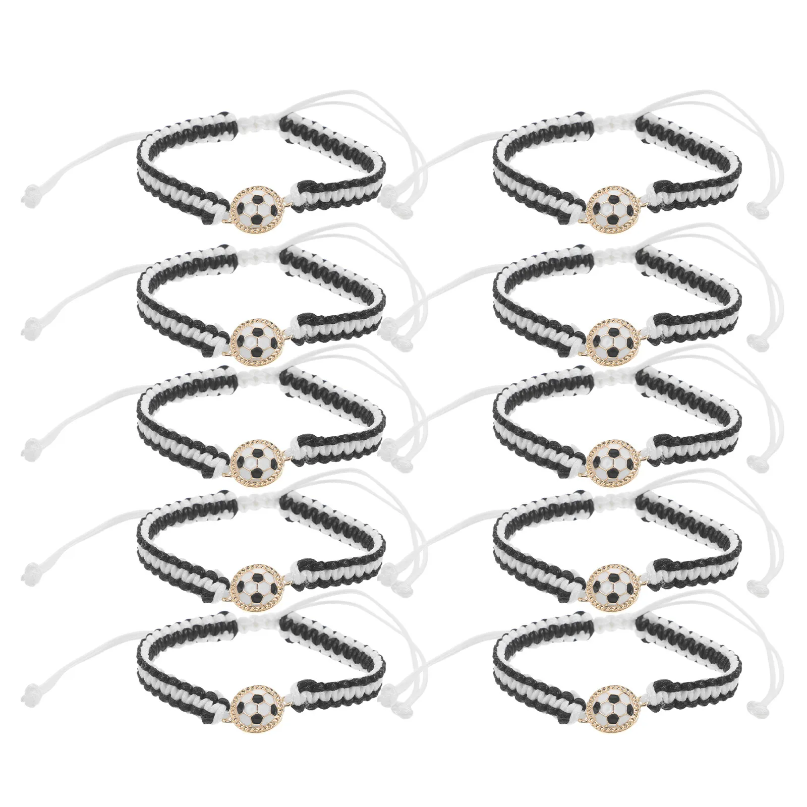 10Pcs Soccer Handwoven Bracelets Bold Football Wristbands Team Spirit Party Favors Sport Accessories for Boys Girls Soccer Fans