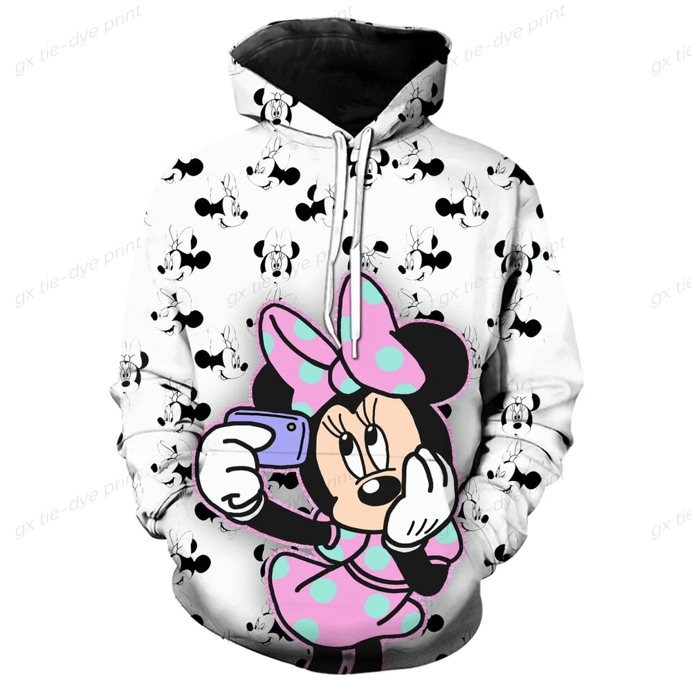 Women Oversized Hoodies Autumn Disney Mickey Mouse Print Hooded Sweatshirts Female Casual Long Sleeve Pullover Tops Streetwear