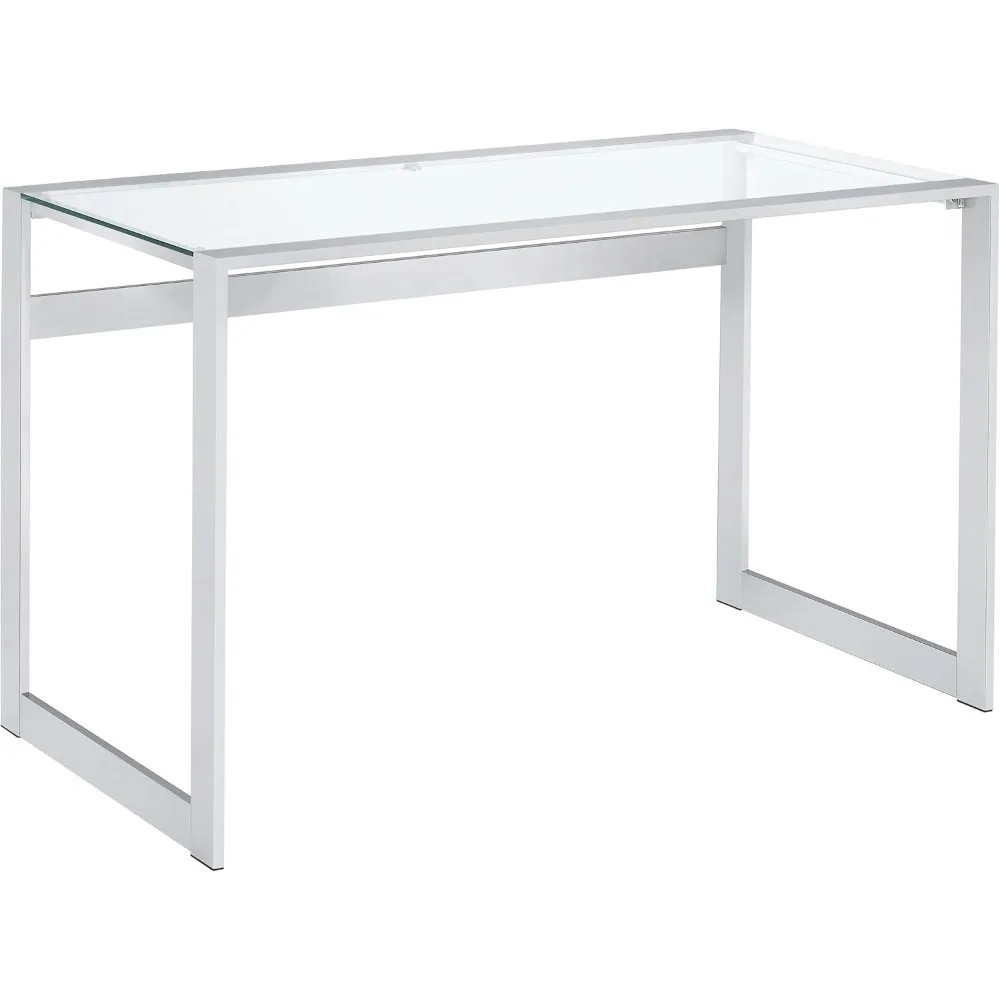 

Hartford 47-дюймовый стол для домашнего офиса со стеклянной столешницей со стальным каркасом, современный письменный стол из стали и стекла, хром