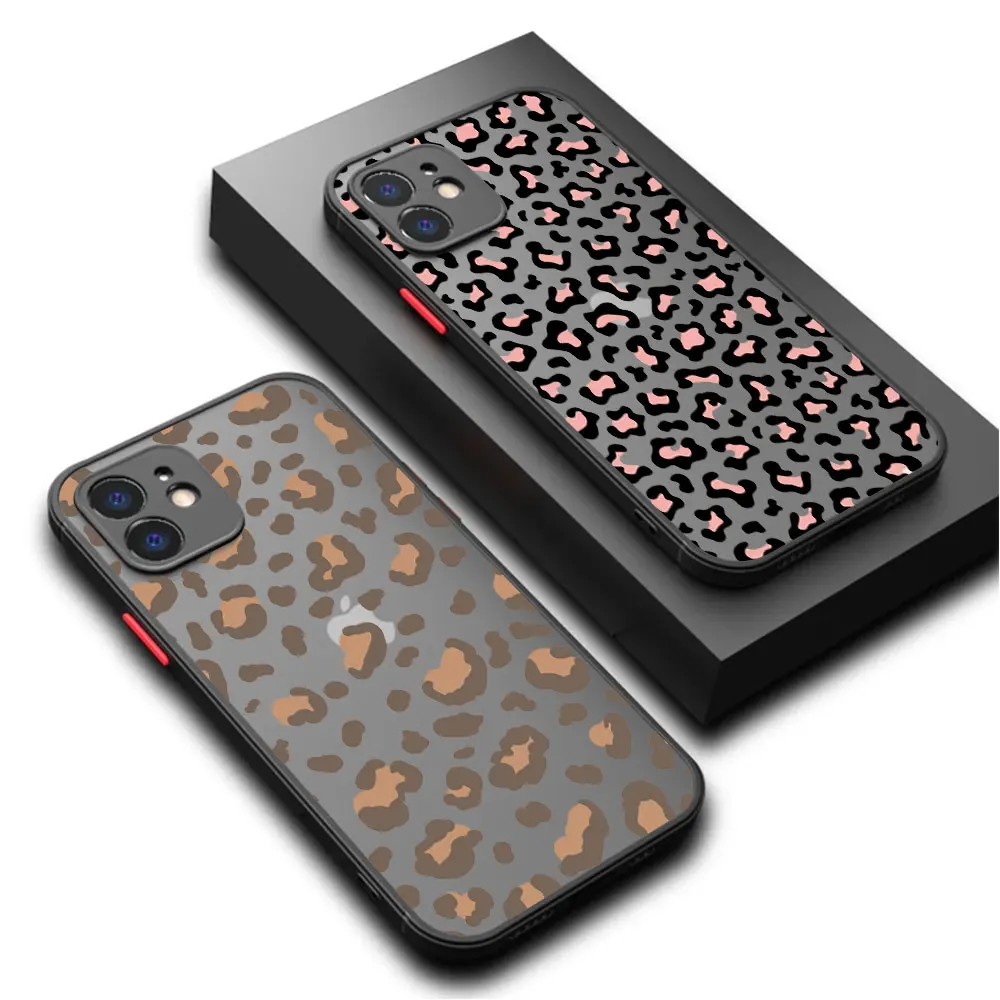 Luipaard Print Telefoonhoesje Voor Apple Iphone 16 11 13 15 12 14 Pro Max 7 X Xs 14 8 Plus 15 16 Pro Matte Hoes