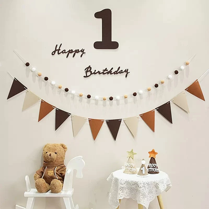 Ins Coffee Number Birthday Party Banner Set sfondo Decora Baby First Shower Garland Set anniversario