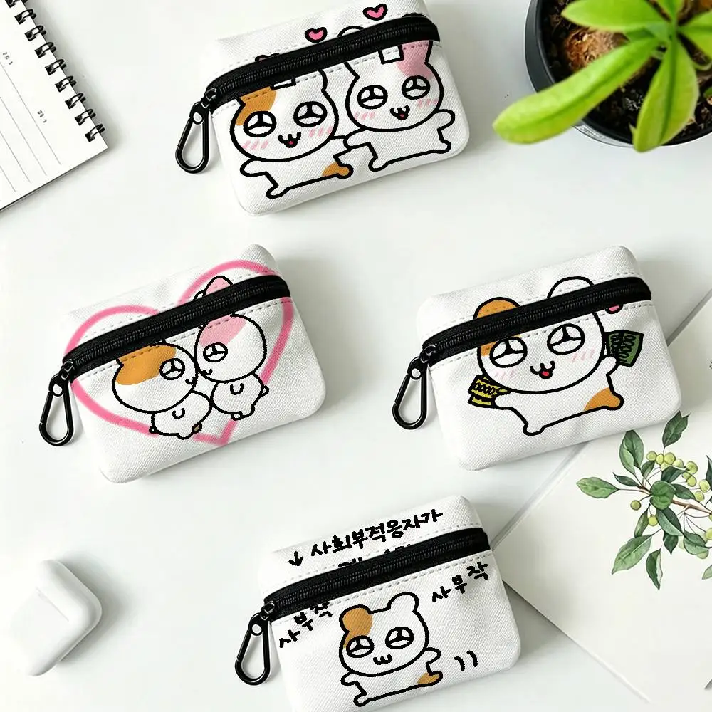 Cartoon Hemging Oxford Cloth Zipper Wallet Multifunctional Hanging Coin Bag For Credit Cards Keys Coins Earbuds