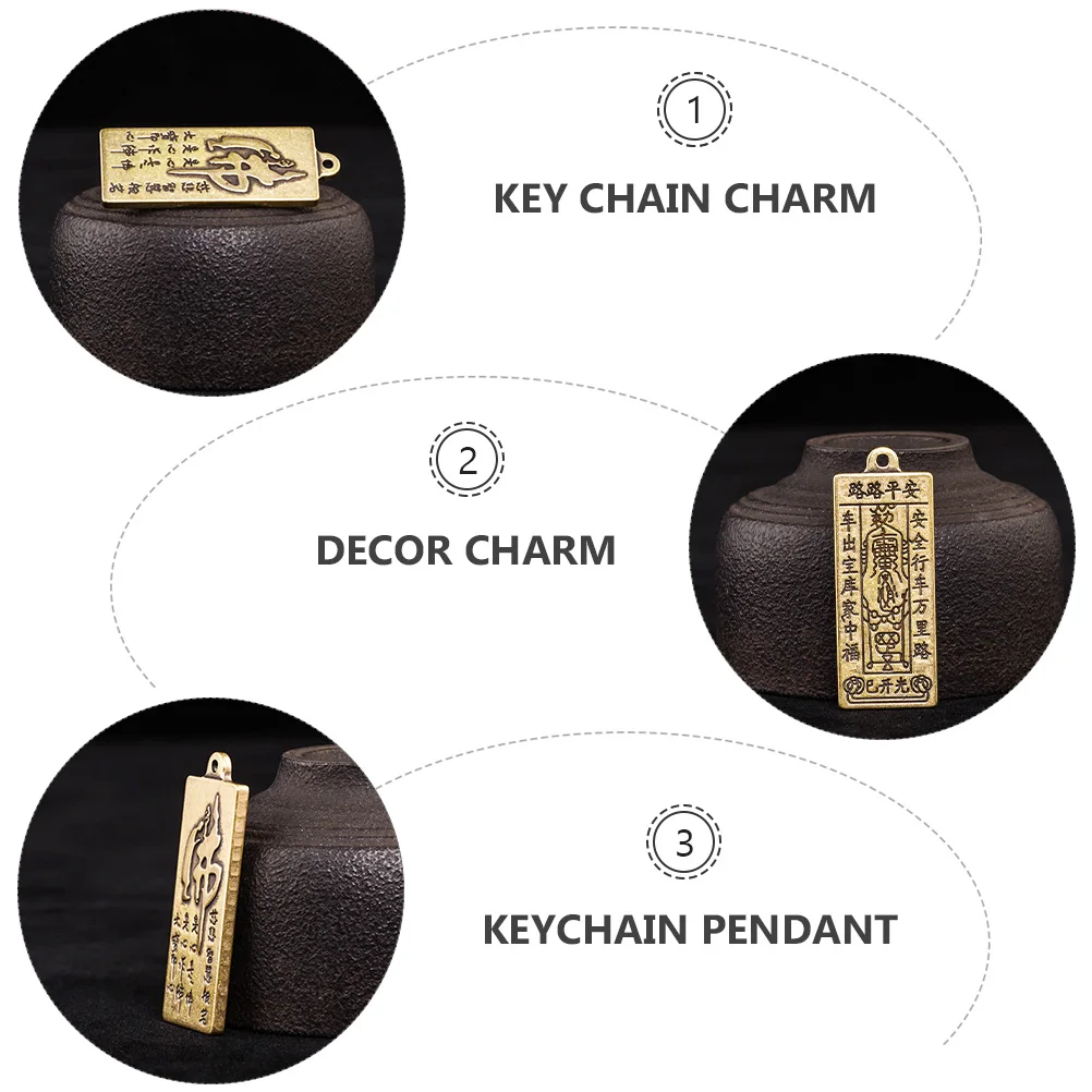 

2 PCS Amulet Pendant Charm for Keychain Keychains Vintage Decor Brass Safety Decoration