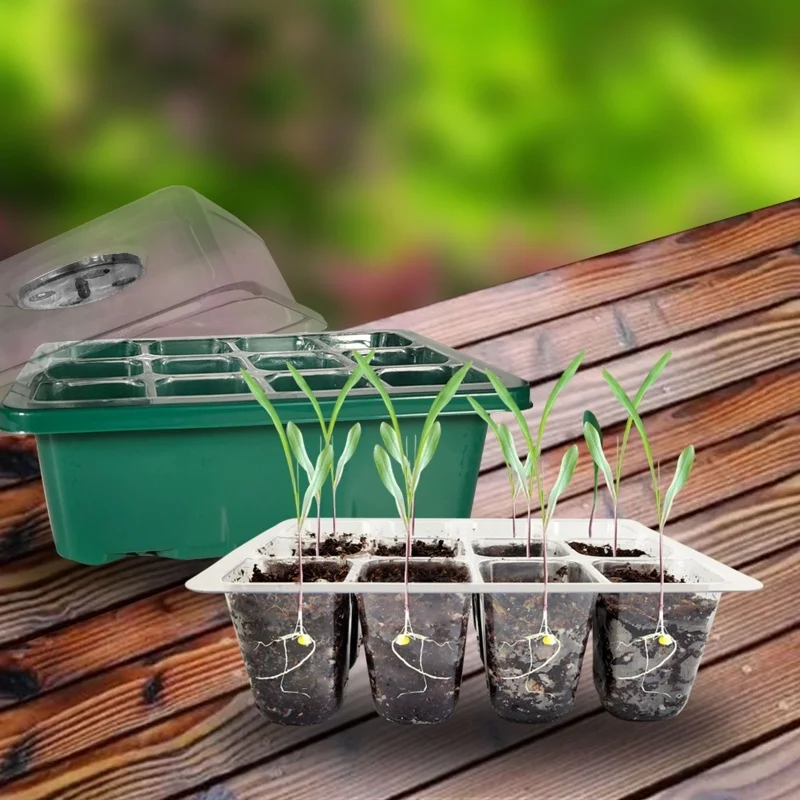 

Набор ламп для растений с 12 отверстиями и светодиодной лампой для выращивания растений, набор лотков для рассады, стартовый лоток для рассады