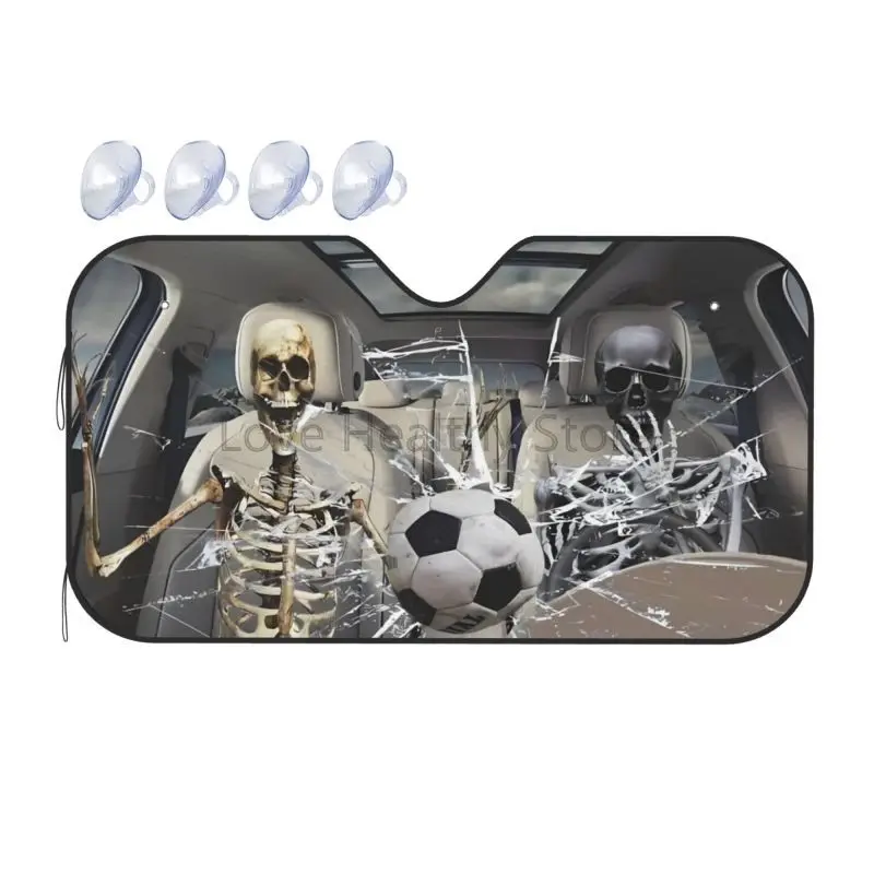 

Funny Startled Skull Car Front Windshield Sunshades Sun Visor Protector Blocks Uv Rays Foldable Keep Your Vehicle Cool