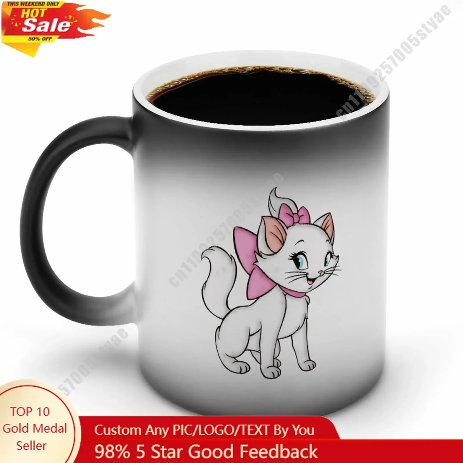 

Marie Color Changing Mug Disney Cartoon Custom Personalized Photo Printing DIY Coffee Cup Birthday Gift Ceramic Mug