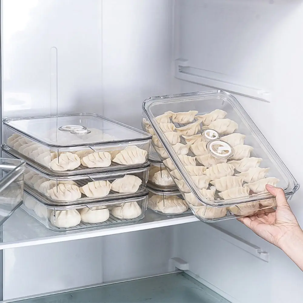 Plastic Refrigerator Dumpling Box Quick Freezing Transparent Refrigerator Storage Box Large Capacity Non-stick Food Frozen Box