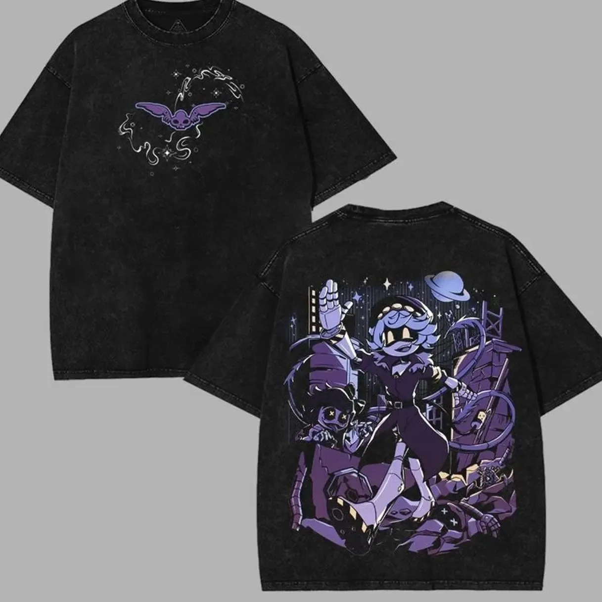 MURDER DRONES Vintage Washed T-shirt Streetwear Trendy Cotton Oversized Unisex Retro Fashion Vintage Loose Y2k Short Sleeves tee