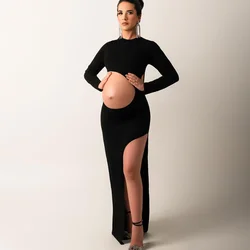 Vestido de maternidad negro para sesión de fotos – Falda larga ajustada